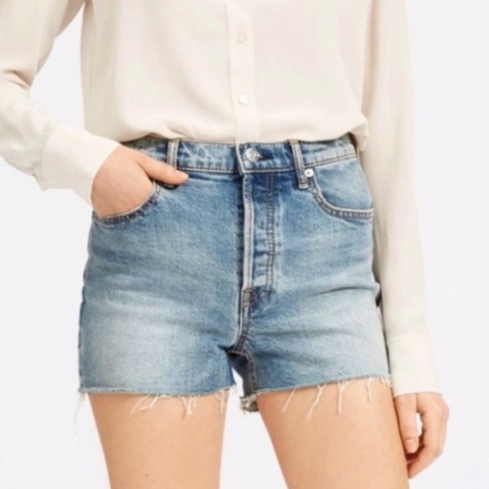 Everlane Denim Cheeky Cutoff Shorts in Light Wash
